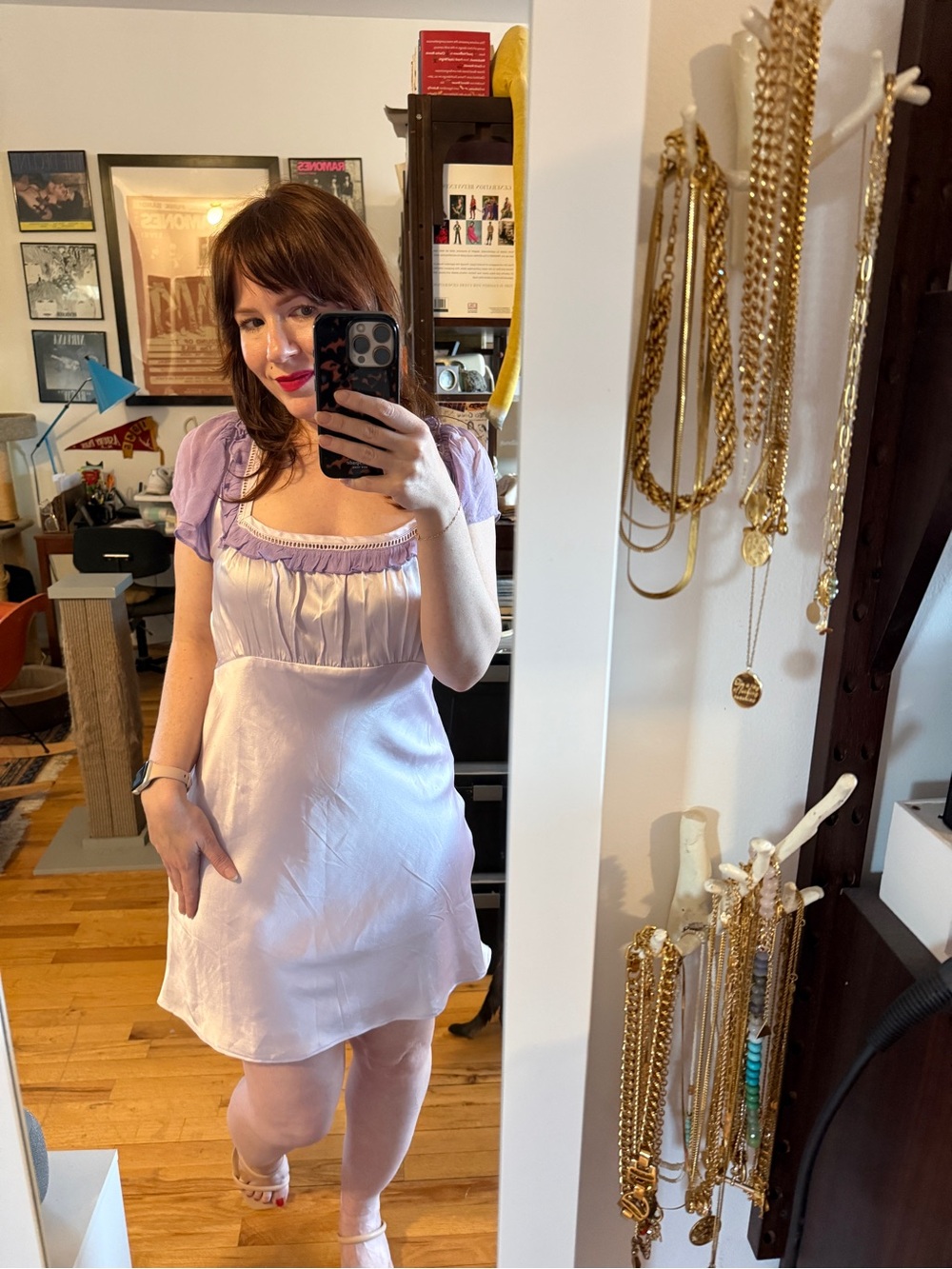 NWT Free People Violet Visions Slip Mini Dress Satin Purple Ruffle - Picture 7 of 16